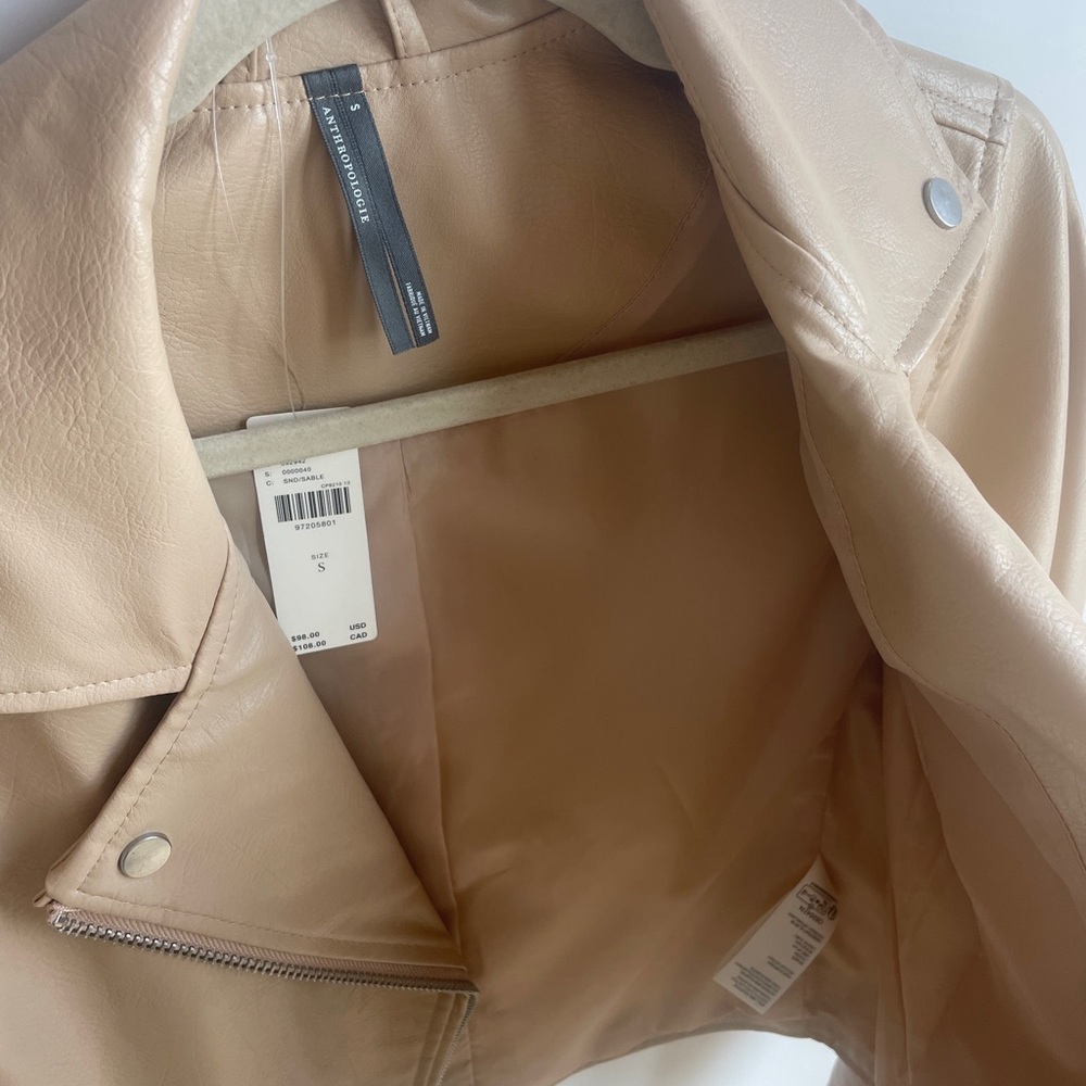 Anthropologie Beige Leather Moto Jacket - Picture 2 of 5